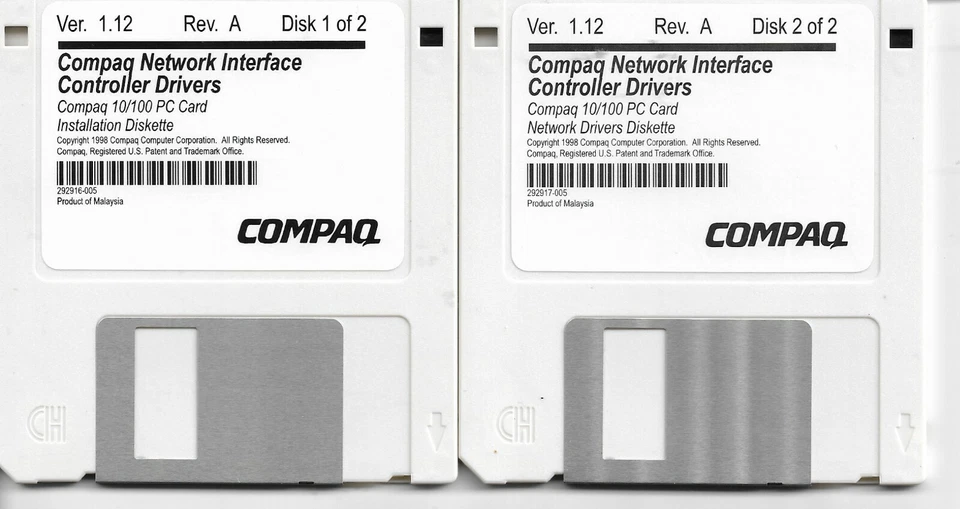 Compaq Network Interface Controller Drivers 10/100 PC Card Diskettes - Image 1 of 1