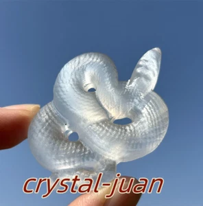1pc  Natural Selenite stone crystal hand carved snake quartz Reiki healing 2" - Picture 1 of 23
