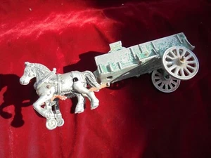 ANTIQUE TOY TEAM OF HORSES AND WAGON-CAST ALUMINUM BROKEN TONG PART - Picture 1 of 5