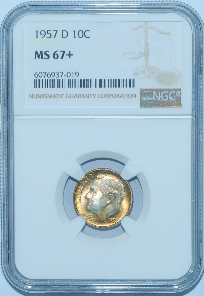 1957 D NGC MS67+ Roosevelt Silver Dime - Image 1 of 2