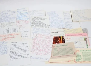 Collection of Hand Written Typed Magazines Clipping Vintage Recipe Card - Picture 1 of 12