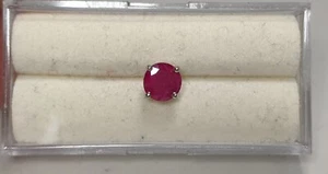 One Single Natural Ruby Pigeon Blood Red Stud Earring 14K WG 5.1mm .70ct Mens - Picture 1 of 5
