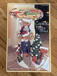 Costco Teddy Bear Cookie Plate & Stand “Cookies for Santa“ North Pole Open Box! - Picture 1 of 4