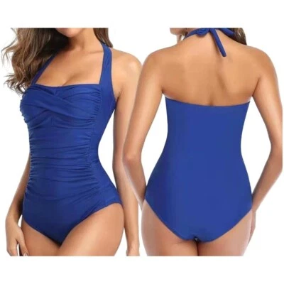NWOT Liz Claiborne One Piece Swim Suit Blue Tummy Ruching Control Women's SZ 20W - Image 1 of 4
