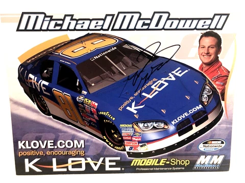 MICHAEL McDOWELL #81 DODGE CHARGER AUTOGRAPHED NASCAR NATIONWIDE K-LOVE POSTCARD Cover