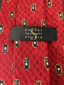 Robert Talbott Studios 100% Silk Tie Red Geometric Design - Picture 1 of 7