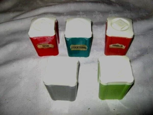 A Set of 5 Retro Harlequin British Plastics Pty Ltd Melbourne Spice Canister Set - Bild 1 von 6