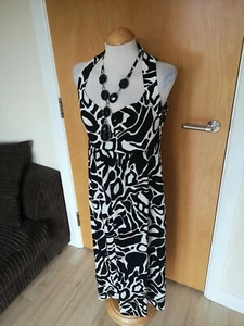 Ladies Dress Size 14 ROMAN Black White Party Evening Wedding Stretch Beads - Picture 1 of 12