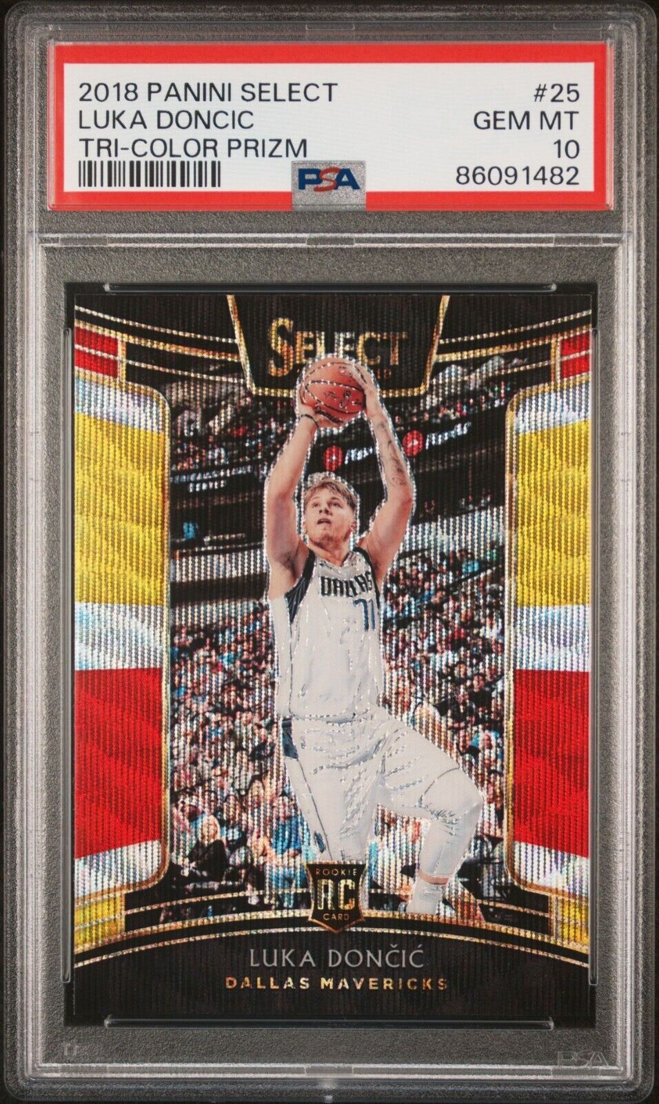 2018 Panini Select LUKA DONCIC #25 ROOKIE TRI-COLOR PRIZM PSA 10 MAVS RC