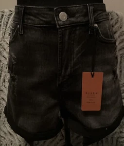 Risen Black Washed High Rise Shorts RDS1225 Size Large - Picture 1 of 2