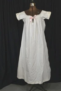 antique nightgown white Victorian cotton lace bust 54 wide neck 19th c 1880 - Picture 1 of 7