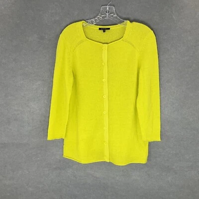 Lafayette 148 Cardigan Women Medium Cotton Blend Long Sleeve Button Front Yellow - Image 1 of 4