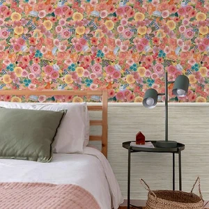Simon&Siff Floral Peel and Stick Wallpaper Watercolor Flowers Wall Paper - Picture 1 of 16