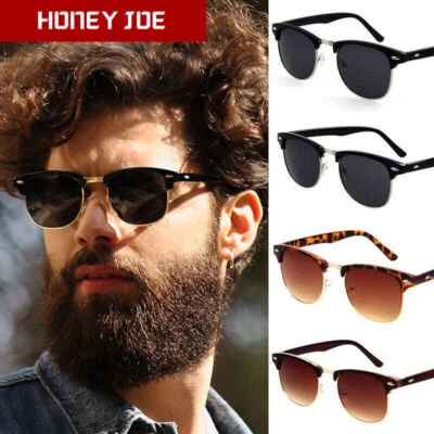 Retro Vintage Mens Womens Half Rim Sunglasses Eyewear Shades UV400 HOT Fashion - image 1 of 4