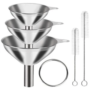 6 Pezzi Mini Imbuti Acciaio Inox per Uso Cucina Grandi Piccoli Imbuti Set 3 - Foto 1 di 6