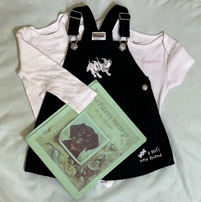 Vestido Jersey Disney Cachorros Bordado + 2 piezas Usado en Excelente Condición 12 M Mos + un libro GC Foto 1 de 4