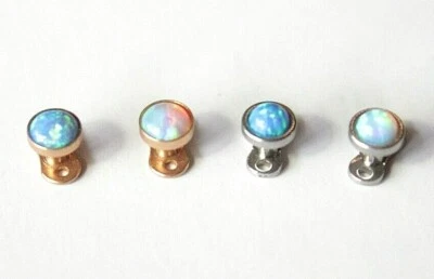 4mm OPAL Titanio Anclaje DÉRMICO Superior e Inferior SUPERFICIE Piercing Piel Buzo Barra 14g Foto 1 de 4