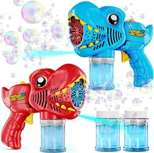 Dino Bubble Guns for Kids - 2 Pack - Bubbles Gun, Blaster, Blower, Maker, Machin - Picture 1 of 8