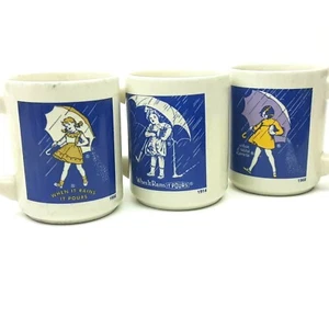 Morton Salt Coffee Mugs Set of 3 (1914, 1956 & 1968 When It Rains It Pours - Picture 1 of 7
