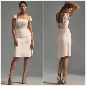 Anthropologie hellsand Flatterärmel Netzeinsatz Kleid Größe 6 neu - Bild 1 von 8