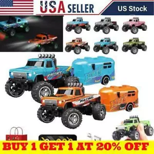 Mini RC Monster Truck USBC Rechargeable Underflow with Trailer, 1:64 Scale Alloy - Picture 1 of 18