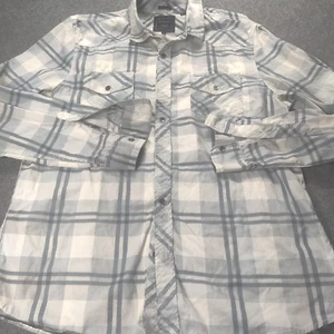 Guess  Plaid Western Shirt Men Large Slim Fit Blue Dual Pocket Yoke Cowboy Ranch - Picture 1 of 11