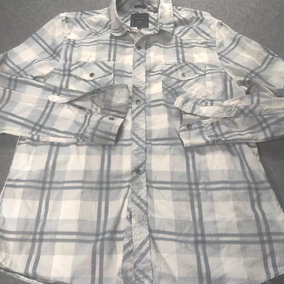 Guess  Plaid Western Shirt Men Large Slim Fit Blue Dual Pocket Yoke Cowboy Ranch - Image 1 of 4