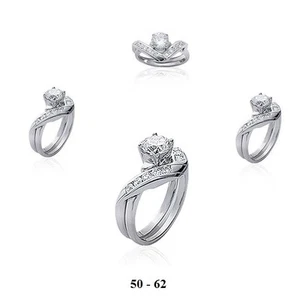 Bague Rhodié Solitaire T50 52 54 56 58 60 62 Pavé Cz Argent 925 Dolly-Bijoux - Imagen 1 de 4
