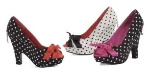 Penthouse PH454-PAIGE White W/Black Polka Dots Wedge Peep Toe Shoe UK5 - Picture 1 of 1
