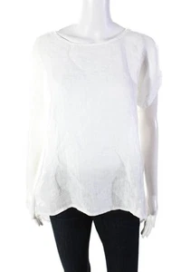 Terzo Millennio Womens Linen Short Sleeves Asymmetrical Shirt White Size Small - Picture 1 of 6