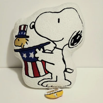 Almohada de felpa Sherpa Peanuts Snoopy and Woodstock patriótica del 4 de julio nueva con etiquetas Foto 1 de 2