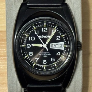 Nixon The Don "You Know" All Black Matte Metal Men's Analog Surf Watch Men RUNS - Picture 1 of 10