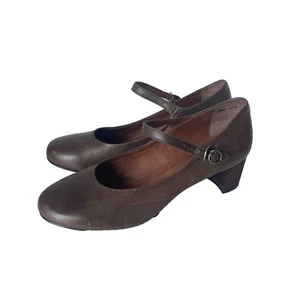 MARGARET HOWELL idea Brown Leather Strap Pumps 25.5cm Heel 5cm Unused - Picture 1 of 7