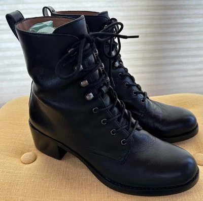 Botas con cordones para mujer 8,5 M Madewell The Patti cuero negro combate chukka equitación Foto 1 de 4