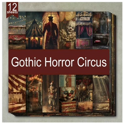 Gothic Horror Circus - Craft Paper-12 Sheets - 6"x6" -160gsm - Scrapbooking - Image 1 of 4