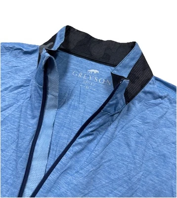 Greyson Men’s XL Tate Mock Neck 1/4 Zip Pullover Blue Navy Herringbone Golf - Image 1 of 4