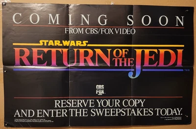 Vintage Star Wars Return of the Jedi 1986 VHS Promo Movie Poster 36 x 23 - Image 1 of 4