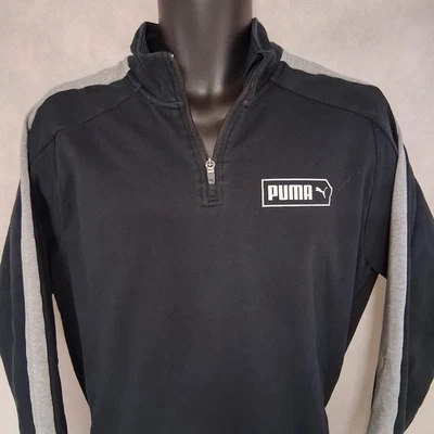 Pullover Puma 1/4 cremallera para hombre grande negro gris Foto 1 de 4