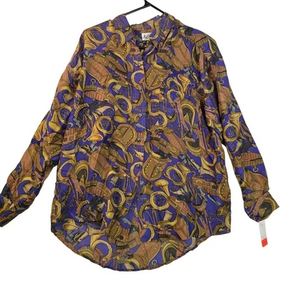 Blusa de seda Whistles ecuestre mediana abotonada vintage sin existencias años 80 retro Foto 1 de 4