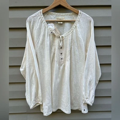 VTG Ralph Lauren Denim & Supply ivory cotton peasant blouse cottagecore prairie - Image 1 of 4