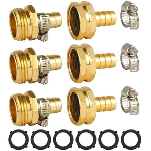 3er Set Gartenschlauch Reparatur Verbinder Set mit Schellen, passend für 1/2" Gartenschlauch - Bild 1 von 6