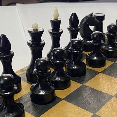 152_Soviet Wooden Chess USSR Full Set Vintage Folding Board 29 x 29 - Image 1 of 4