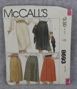 McCalls Sewing Pattern 8693 Miss Small 10-12 Wrap Skirts Pleats Uncut 1980's - Picture 1 of 3