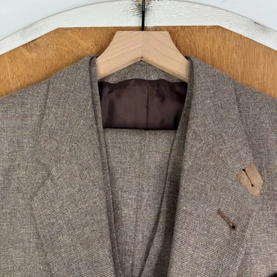 VTG Tweed Suit Mens 40R Brown Microtweed 2 Button Gentry Canvas Wool 3 Piece - Image 1 of 4
