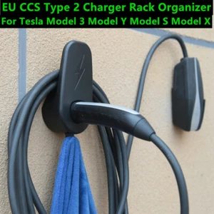 EU CCS Tipo 2 Cargador de Pared Cable Conector Organizador Soporte para Tesla - Imagen 1 de 3