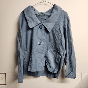 Produce Company Top Blusa Camisa Azul Mujer Cuello Medio Manga Larga (estante6) - Imagen 1 de 7