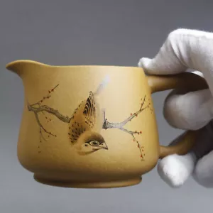 Real Yixing Zisha Duan Clay Fair Cup Bird Print Creative Pitcher Marked On Sales - Picture 1 of 11