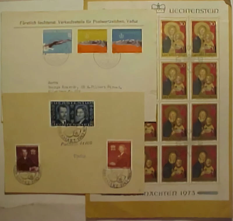 LIECHTENSTEIN FDC 1943 / 1973 3 DIFF INCLUDES SHEETLET 1973 - Image 1 of 1