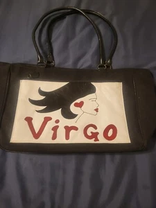 Vintage INGE SPORT Medium Size Black Virgo Astrology Purse Three Departments - Picture 1 of 7