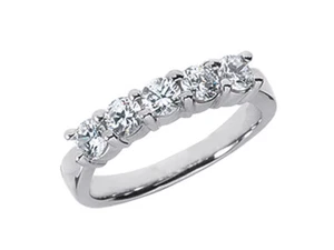 5Stone 0.75ct Diamond Wedding Band Ring Silver Round Brilliant JK I1-I2 Prong - Picture 1 of 3